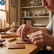 PLUMHOME Modelo De Navio Antigo , Kit De Acessórios De Madeira Para Transporte De Canhão , Conjunto De Montagem DIY Exib