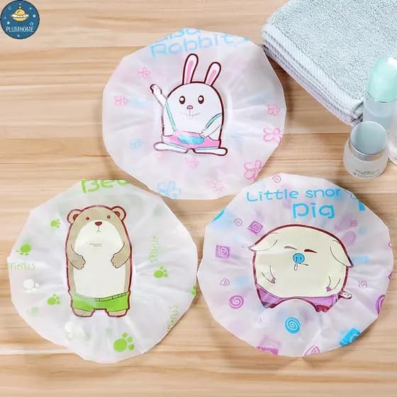 PLUMHOME 1 Pçs Bonito Dos Desenhos Animados Chapéu De Banho Thiened À Prova Dwaterproof Água E Óleo Fumaça Touca Acessór