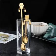 [mingxuan28k] Colher De Copo Suspensa De Aço Inoxidável Gato Café Bolo Sobremesa Caneca Presente Portátil BR
