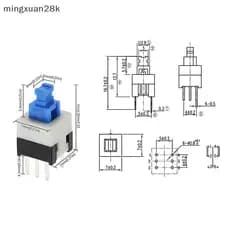 [mingxuan28k] 10 Pçs/Lote Quadrado 7x7x12mm 6 Pinos DPDT Mini Botão Plano Auto-loing Switch G64 Multímetro Interruptor M