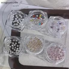 [mingxuan28k] 1 Caixa Com 30 Unidades De Pentagrama Brilhante De Zircônia Amuletos De Unhas Fofos E Minimalistas Strass