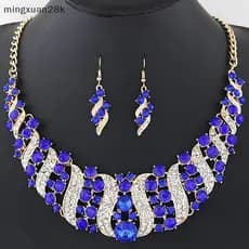 [mingxuan28k] Romântico 2 Peças/Set Conjunto De Joias De Casamento Noiva De Cristal Brilhante Brincos Nelace Femininos B