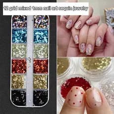 ANTH 12 Grades Mini Espumante Estrela Prego Lantejoulas 3D Glitter Holográfico Laser Pentagrama Flocos Encantos Da Arte