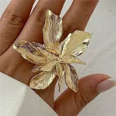 adyhome22vv Vintage Grande Flor Anel Para Mulheres Irregular Metal Punk Dedo Festa Jóias Presentes br