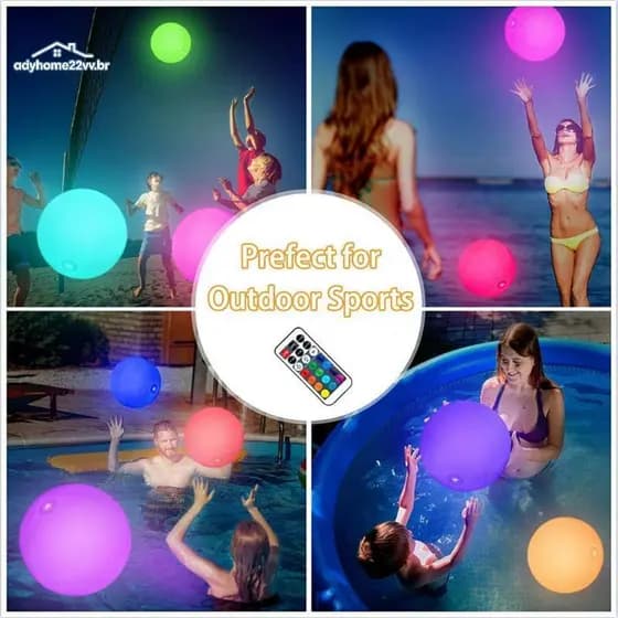 adyhome22vv Balão LED Grande Inflável Explodir Praia À Prova D'água Para Festa Na Piscina De Balões Ao Ar Livre Jardim B