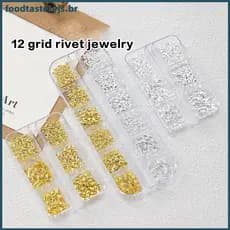 FTTJ 6/12 Grades Mix Prego Rebite Studs Ouro/Prata Estrelas Luz Encantos Da Arte Do Acessórios Das Manicure Suprimentos