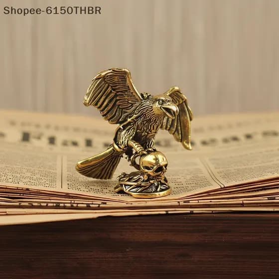 [VJ] Estatueta De Mini Águia De Latão Puro Vintage , Conjunto De Chá De Animais De Bronze , Ornamento De Mesa Para Estim
