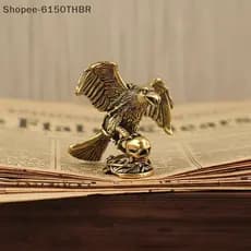 [VJ] Estatueta De Mini Águia De Latão Puro Vintage , Conjunto De Chá De Animais De Bronze , Ornamento De Mesa Para Estim