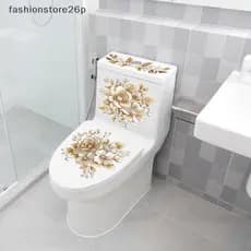 Luxo Ouro Pérola Floral Toalete Stier À Prova Dwaterproof Água Auto-Adesivo Decoração Do Banheiro Parede Stiers Para Cas