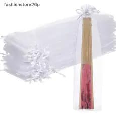 20 Pçs Dobrável Mão Ventilador Bolsa Cordão Organza Sacos Poeta Saco Para Festa De Casamento Ao Ar Livre Favor De Presen