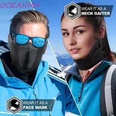 Aquecedor De Pescoço Para Clima Frio OCEANMA , Capa De Ouvido Quente De Lã Fofa , Máscara Facial De Motocicleta De Rede