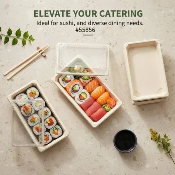 HENGHOME Caixa De Sushi Descartável Para Casa , Paaging Viagem , Ecologicamente Correta E Biodegradável , Retangular , P