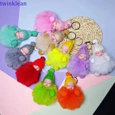 Chaveiro De Bebê Dormindo Com Pompom TWINKLEAN , Chapéu De Malha , De Cor Sólida , Boneca
