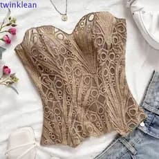 Modelador De Espinha De Peixe De Renda TWINKLEAN , Roupa Íntima Sem Mangas Slim Fit Para Mulheres , Top Tubo De Colheita