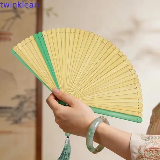 Ventilador Chinês TWINKLEAN , Dobrável Portátil De Bambu Estilo Antigo , Com Ventiladores Portáteis Clássicos De Borla