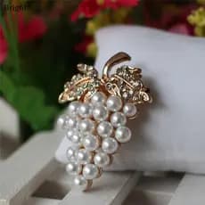 Broches De Uvas Banhado A Ouro Rosa Broche De Pérola Strass Flor Cachecol Bule Pino