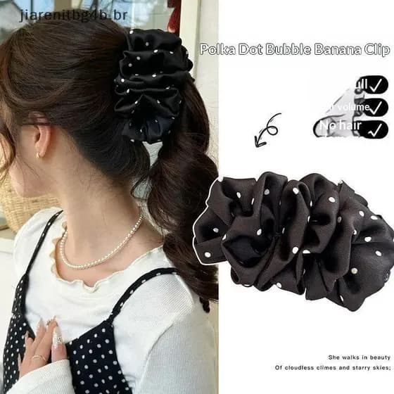 JIARN Grande Bolinhas Cetim Babados Garra De Cabelo Clipe Forte Antiderrapante Segurar Moda Acessório Para Mulheres Thi