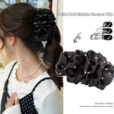 JIARN Grande Bolinhas Cetim Babados Garra De Cabelo Clipe Forte Antiderrapante Segurar Moda Acessório Para Mulheres Thi