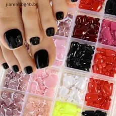 JIARN 96 Pcs 4 Grade Curto Quadrado Pontas De Unha Falsa Cobertura Completa Artificial Acrílica Pé Nail Art Ponta Impren