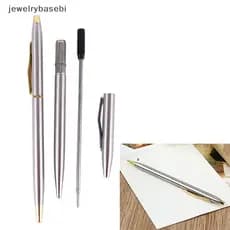 Joias 1 Peça Caneta Esferográfica De Metal Papelaria Haste De Aço Inoxidável Giratória [COD]