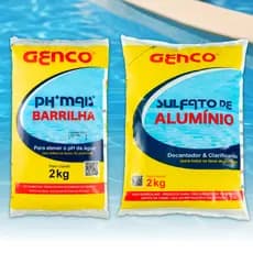 Kit Genco PH Mais Barrilha + Sulfato Alumínio 2kg Para Piscina