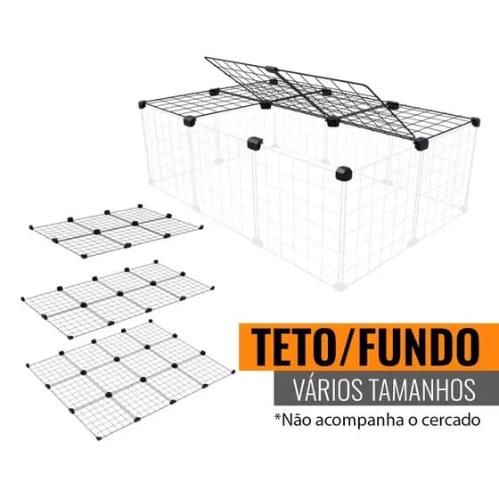 Teto ou Fundo para Cercado Pet Telas de 30x30cm Porquinho da Índia Coelho Jabuti Telas Aramadas Preto ou Branco