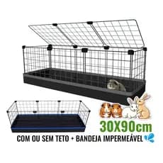 Cercado de Porquinho da Índia 30x90cm com Forração Impermeável Bandeja Coelho e Jabuti Cercado Aramado com ou sem Teto