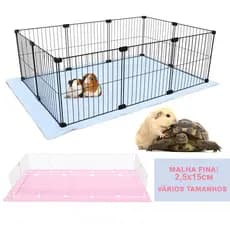 Cercado Porquinho da Índia Jabuti Tela 25mm com Forração Tecido Soft Gaiola para Roedores Vários Tamanhos