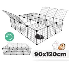 Cercado Porquinho da Índia Pet 90x120cm Uso Duplo com Tela Aramada Espaço Amplo Versátil e Expansível Branco ou Preto