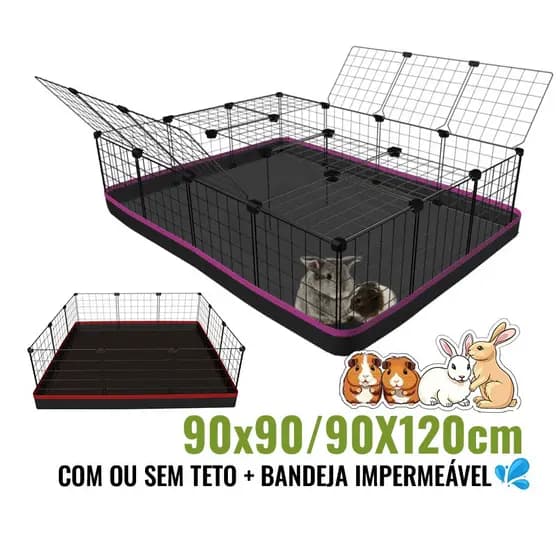 Cercado Grande para Porquinho da Índia Prea Jabuti Coelho com Tapete Higiênico Impermeável Tecido Nylon