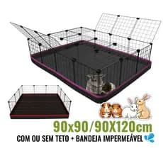 Cercado Grande para Porquinho da Índia Prea Jabuti Coelho com Tapete Higiênico Impermeável Tecido Nylon
