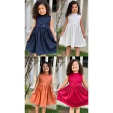 VESTIDO INFANTIL MENINA CANELADO LISO VARIAS CORES PERFEITO PARA O VERÃO  FESTAS IGREJA FORMATURA