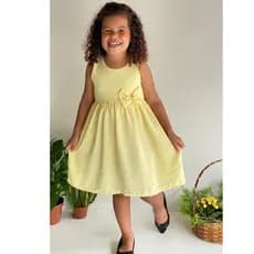 Vestido Infantil Menina Amarelo Para Festa Natal Verão casual Casamento Aniversário