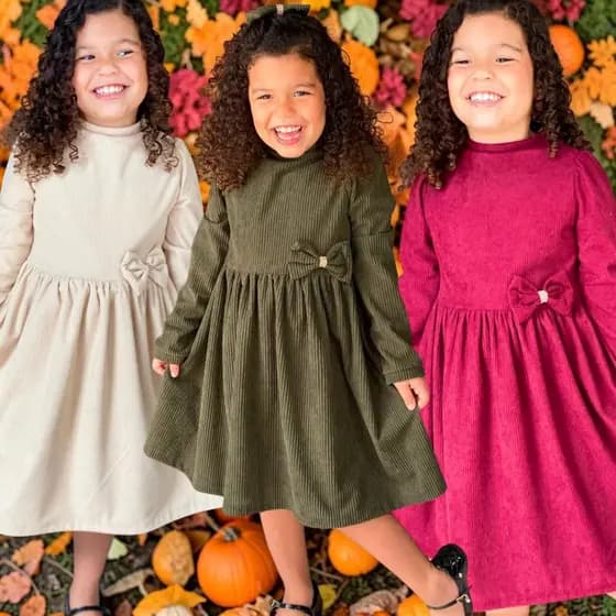 VESTIDO INFANTIL PRINCESA VELUDO MANGA LONGA COM LAÇO MENINA 1 A 12 ANOS