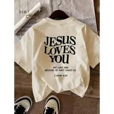Camiseta Streetwear Cristã Tshirt Feminina Estilosa Camisa JESUS LOVE YOU Lançamento Camiseta 100% Algodão Evangelica