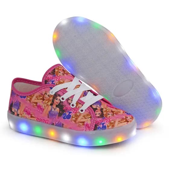 Tenis Led / Luzinha Barbie Infantil Feminino Personagens Escolar