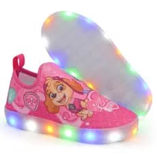 Tênis Infantil Led Fita Luzinha  Menina Personagens Patrulha Canina Feminino Escolar Unissex Casual Calce fácil Macio