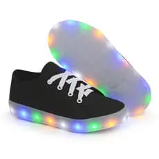 Tenis Led / Luzinha Sem Estampa Preto Masculino / Unissex Escolar