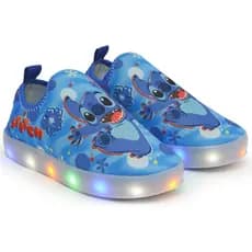 Tênis Infantil Led Lilo e Stitch Luzinha Personagens  Masculino Macio Confortavel Menino  Escolar Casual Calce fácil