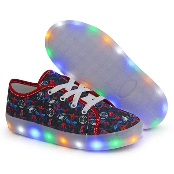 Tenis Led / Luzinha Masculino Homen Aranha Personagens Infantil Escolar
