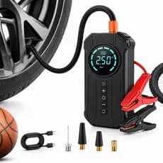 Bomba de Ar Portátil Compressor Multiuso 4 em 1 Power Bank 8000mAh Inflador 12V para Carro Moto Bicicleta Pneus Digital