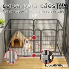 Cercadinho Dobrável para Cachorros 6 Painéis 1,2m Altura para Pets Interior e Exterior TADASHOPE