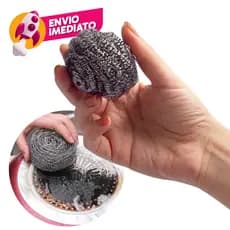 Kit Esponja Bucha De Aço Inox Limpeza Pesada Brilho Panela Grelha Casa Esponja Faxina