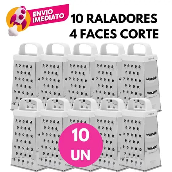 Kit Ralador Manual 4 Faces Inox Para Legumes Alimentos Salada Com Alça Plástica Utensílio Cozinha