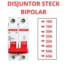 Mini Disjuntor Steck Bipolar Bifasico 10a Até 63a Curva C