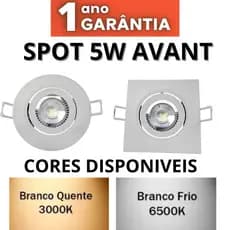 Kit 3/5/10 Spots 5W de Led Embutir Quadrado / Redondo Branco Frio 6500k 1 Ano de Garantia
