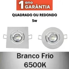Kit 3/5/10 Spots 5W de Led Embutir Quadrado / Redondo Branco Frio 6500k 1 Ano de Garantia
