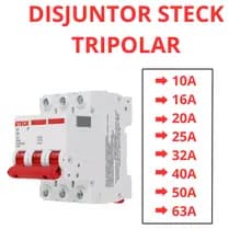 Mini Disjuntor Steck Tripolar Trifasico 10a Até 63a Curva C