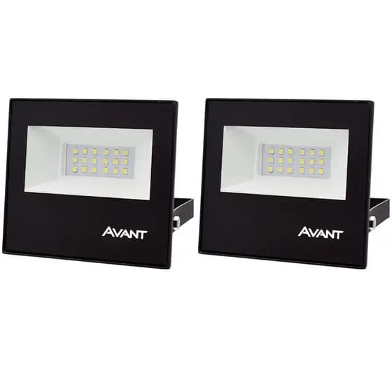 KIT 2 REFLETORES DE LED SLIM 20W BRANCO FRIO 6500K AVANT