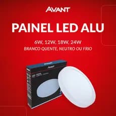 Painel Led Aluminio Redondo Sobrepor 6w 12w 18w 24w Branco Frio 110v/220v Bivolt Branco Avant